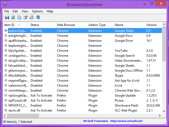 BrowserAddons Dialoogvenster weergeven