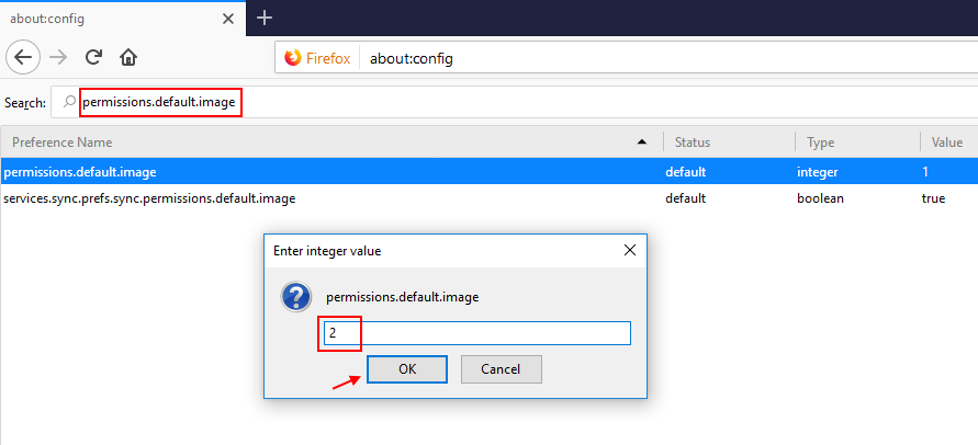 Imágenes predeterminadas de permisos de Firefox