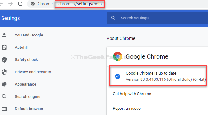 นำคุณไปที่หน้าช่วยเหลือการตั้งค่า Chrome ตรวจสอบว่ามีการอัปเดตการอัปเดต Indtalls หรือไม่