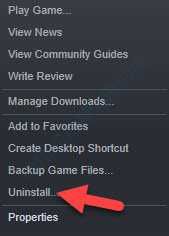 Juego que desea eliminar Desinstalar con clic derecho