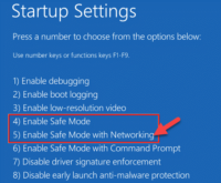 Configuración de inicio Habilite el modo seguro con redes