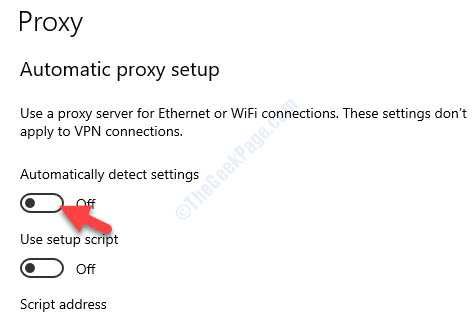 Proxy Configuración automática de proxy Detectar automáticamente la configuración Desactivada