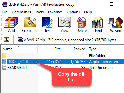 Atveriet mapi Zip Folder Copy Dll File