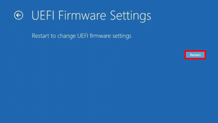 Перезагрузите Uefi