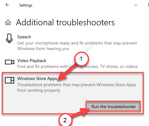Store Apps Exécuter le Troublshooter