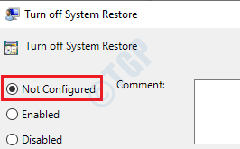 5 Deaktivieren Sie die Systemwiederherstellung, die nicht konfiguriert ist