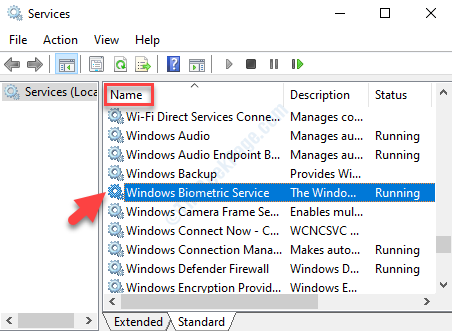 اسم الخدمات Windows Biometric Service