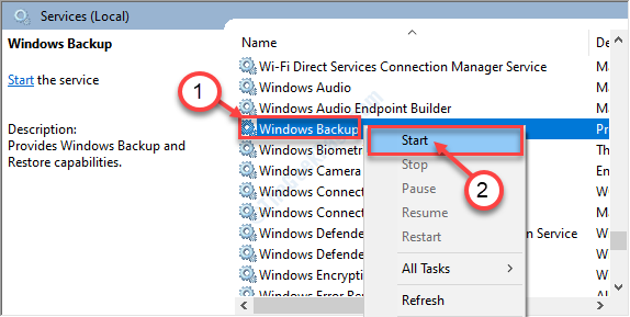 Start der Windows-Sicherung