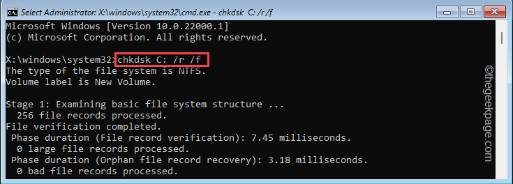 Chkdsk C F Min