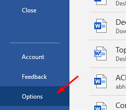 MS Word 파일 옵션