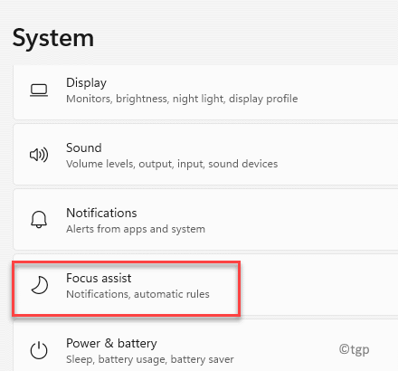Setări System Focus Assist