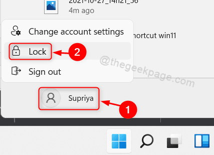 Vergrendelen vanuit het startmenu Win11