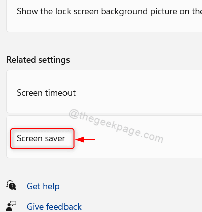 Klik op Screen Saver-optie Win11