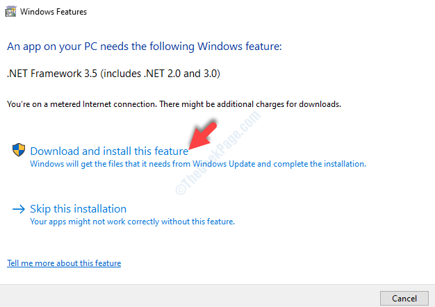 Windows-funktioner Ladda ner och installera den här funktionen
