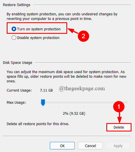 Excluir backup mínimo