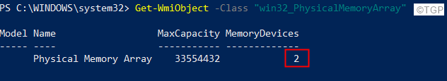 Power Shell Gesamtzahl der RAM-Steckplätze