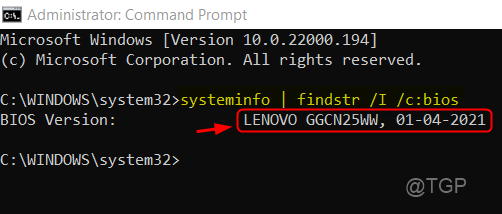 Команда версии BIOS Cmd Win11