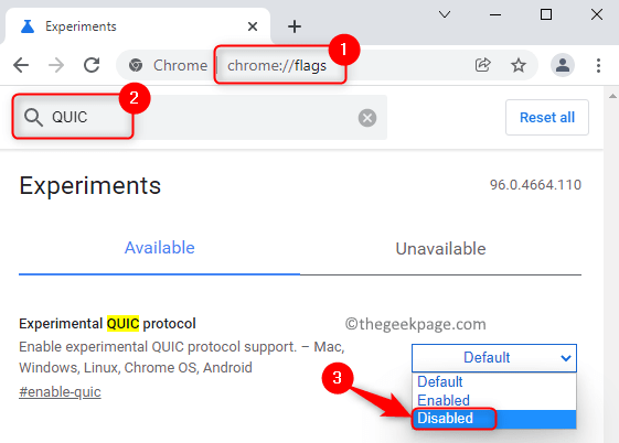 Chrome Flags Deaktiver Quic Protocol Min
