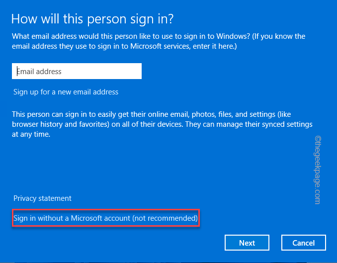 Accedi senza un account Microsoft Min
