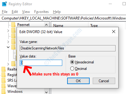 Editar Dword (32 bits) Valor Valor Datos 0 Ok