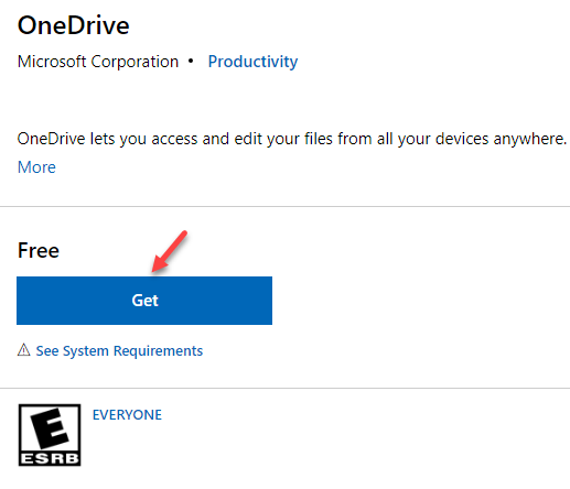 Microsofts officielle Onedrive-side Hent
