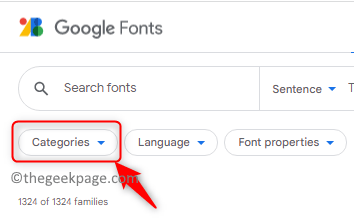 Categorías mínimas de fuentes de Google