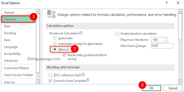 Opzioni Excel Formule Manuale Min