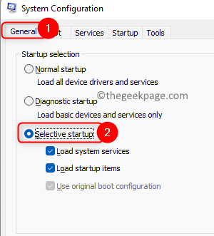 Configurazione del sistema Avvio selettivo Min