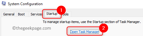 Configurazione del sistema Avvio Apri Task Manager Min