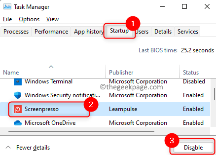 Task Manager Disabilita elementi di avvio Min