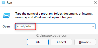 Esegui la modalità provvisoria di Excel min