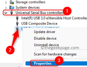 Svojstva USB porta za Upravitelj uređaja Min