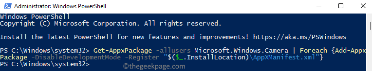 Powershell Reinstaliraj aplikaciju Camera App Command Min