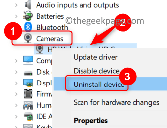Device Manager Camera Deinstaliraj uređaj Min
