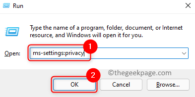 Pokrenite Windows postavke privatnosti Min