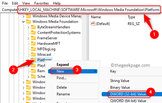 Registar Windows Media Foundation Platforma Stvori novu Dword Min