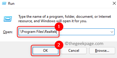 Pokreni programske datoteke Realtek naredba Min