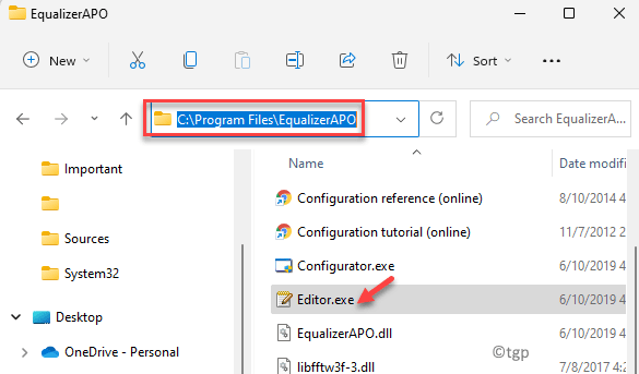 Explorador de archivos Esta PC Unidad C Archivos de programa Equalizerapo Editor Min