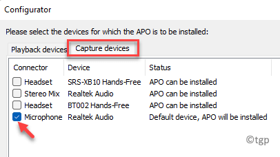 Configurador Dispositivos de captura Seleccionar Micrófono Min