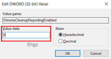 Chrome Cleanup-rapportering aktiveret Værdi Data Min