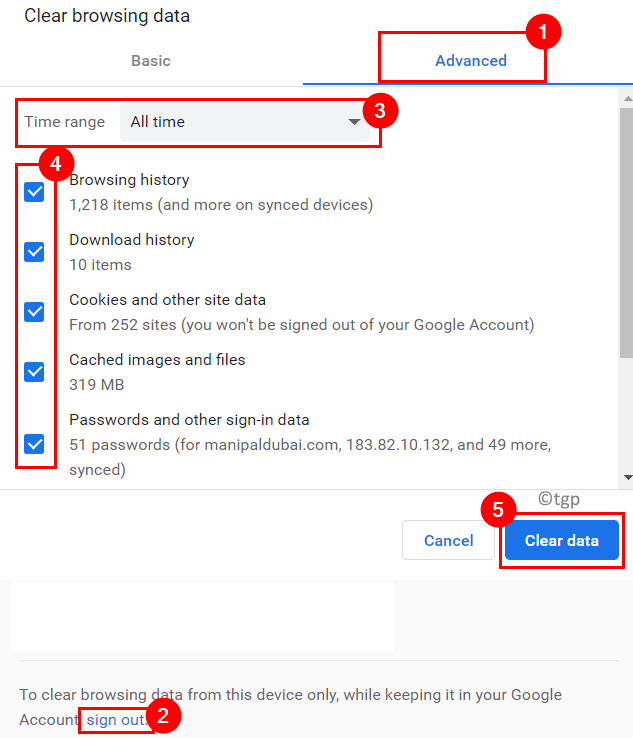 Ryd browserdataindstillinger Min