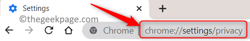 Chrome iestatījumi Privātuma adreses josla Min