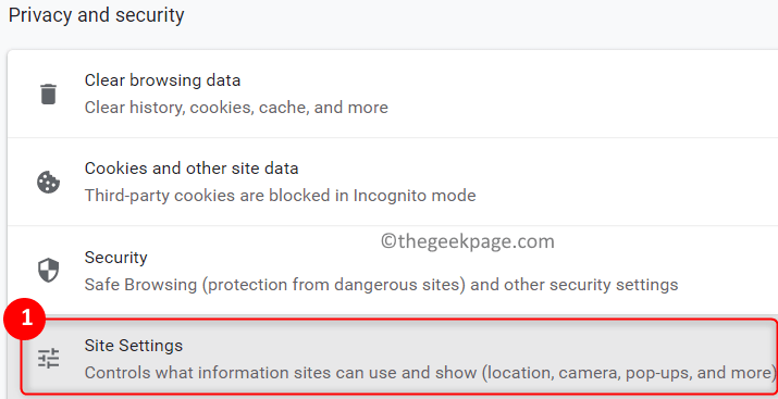 Chrome konfidencialitātes vietnes iestatījumi Min