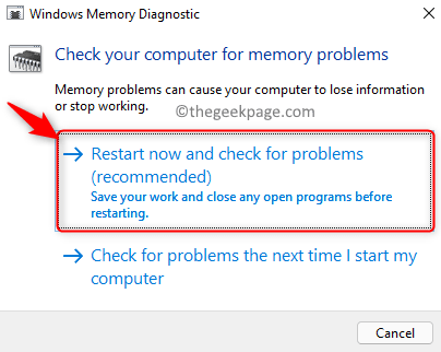 Windows Bellek Doğrulama Şimdi Yeniden Başlat Min