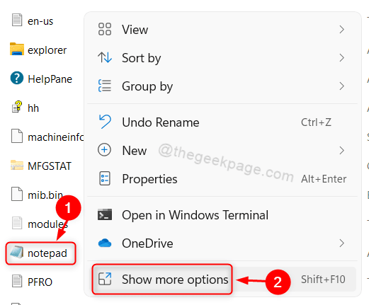 Rodyti daugiau parinkčių Notepad programa Win11