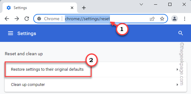 คืนค่าการตั้งค่า Chrome Min