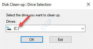 Limpeza de disco Seleção da unidade C Drive Ok