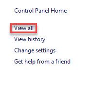 Solução de problemas do painel de controle Exibir tudo