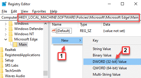 Register-editor Navigeer naar pad Rechterkant Leeg gebied Klik met de rechtermuisknop op Nieuwe Dword (32-bits) waarde