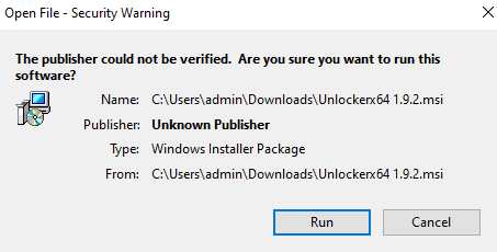 Unlocker 보안 경고